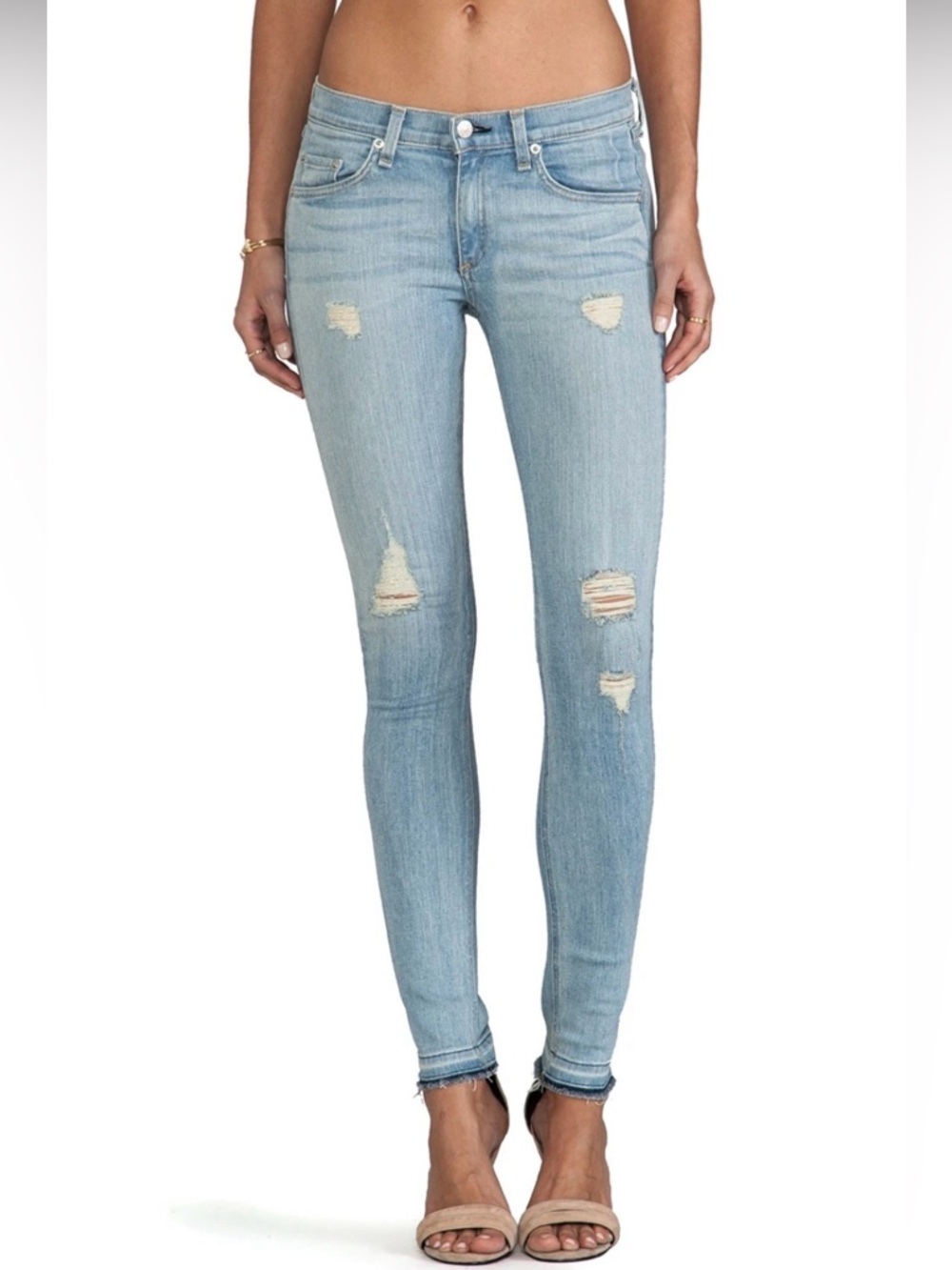 rag & bone Light Wash Distressed Skinny Jeans